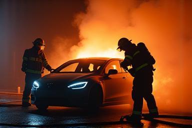 Firefighters testing EV battery safety